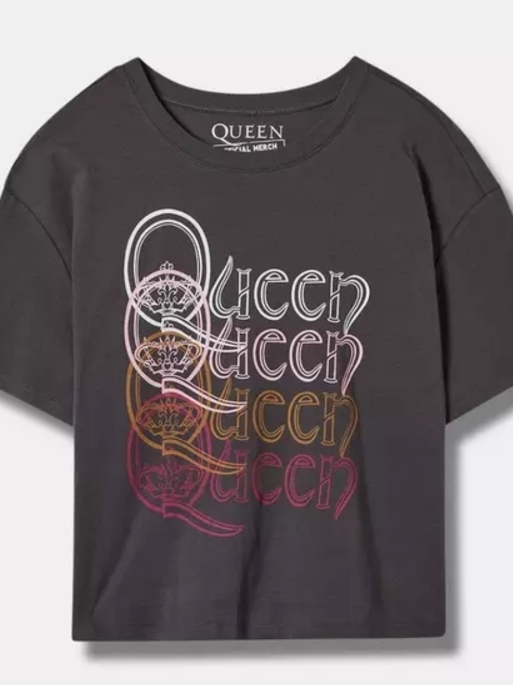 TORRID Queen Repeat Logo Graphic Cropped Tee